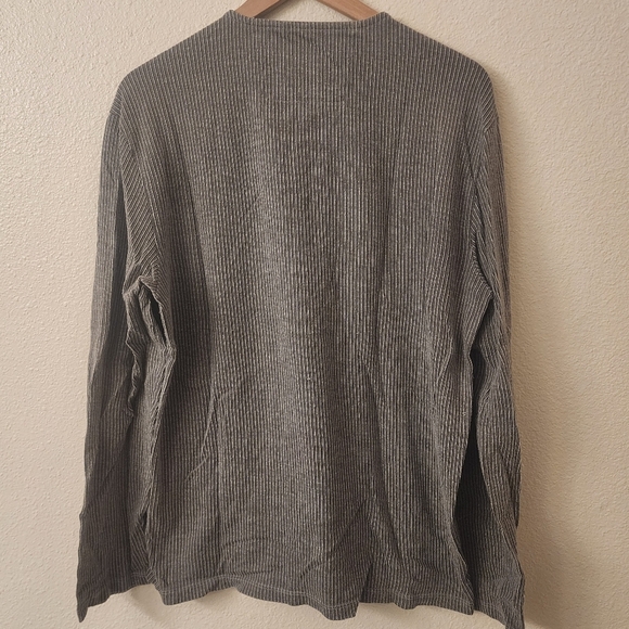 John Varvatos 100% Cotton Striped Gray Henley Shirt Mens Size XL - Picture 7 of 7